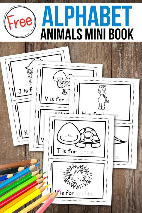 Letter Books Preschool Free Printable, Alphabet Books For Preschool, Free Alphabet Printables Letters, Alphabet Mini Book, Animal Alphabet Letters, Alphabet Letter Crafts, Animal Names, Alfabet Letters, Alphabet Crafts