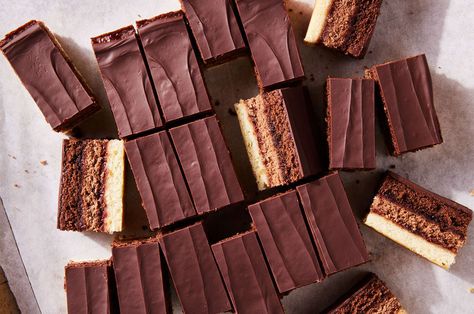 Ombre Chocolate Cake Bars Recipe | King Arthur Baking Chocolate Cake Bars Recipe, Chocolate Cake Bars, Italian Rainbow Cookies, Bakers Chocolate, King Arthur Baking, Rainbow Cookies, Almond Paste, King Food, Chocolate Drip