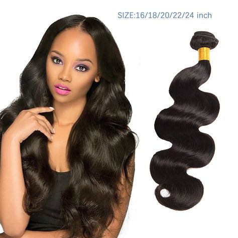 Hair Bundles Brazilian Hair Weave Bundles Natural Black Color Wavy Hair Feature: Type: Wave wig Colour: Black Size: 18/20/22/24inch(Length of wig straightened) The hair is realistic, the  is soft, not easy. Natural black, can be dyed and bleached. Make you younger, active, attracted and elegant. Material: high quality high temperature silk Packing content: 1xWave wig Black Wavy Hair, Raw Indian Hair, Wavy Hair Extensions, Hair Weaving, Black Hair Extensions, Brazilian Hair Weave, Natural Wavy Hair, Goddess Hairstyles, Cheap Hair Products