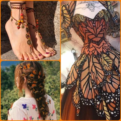 I love the outfit Butterfly Outfit Aesthetic, Fairy Ren Faire, Butterfly Outfit, Fairy Costumes, Ren Fest, Orange Butterfly, Butterfly Fairy, Fairy Costume, The Outfit