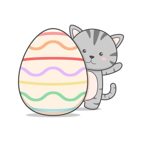 Cute kitty cat behind an easter egg isol... | Premium Vector #Freepik #vector Easter Cats, Easter Cartoons, Cute Ducklings, Cute Lamb, Chicken Chick, Cute Polar Bear, Bear Girl, Cute Easter Bunny, Cute Chickens