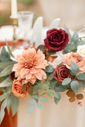 Floral Swags, Head Table Decor, Sweetheart Table Wedding, Wedding Flower Packages, Handmade Bouquets, Centerpiece Table, Boda Mexicana, Floral Swag, Rose Leaves