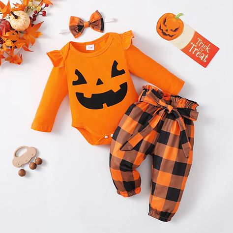 Infant Girl Outfits, Newborn Baby Girl Clothes, Baby Halloween Outfits, Girls Halloween Outfits, Pattern Outfits, Bangs Long, Outfits Girl