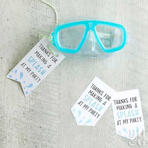 Thanks For Making My Party A Splash, Pool Party Thank You Tags Free, Pool Party Favors For Kids, Diy Party Favors For Kids, Swimming Party Favors, Summer Pool Party Ideas, Swim Party Favors, Diy Kids Party Favors, Birthday Party Favors For Kids