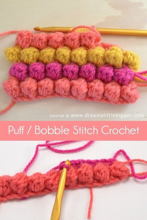 Bobble Stitch Crochet Tutorial, Bobble Stitch Crochet, Bobble Crochet, Crochet Bobble, Confection Au Crochet, Crochet Geek, Crochet Clutch, Stitch Crochet, Bobble Stitch