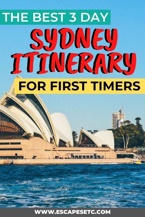 The BEST Sydney 3 Day Itinerary for first timers- Click here to find out what to do for 3 days in Sydney to help you plan everything you need. This guide shows you the best things to do in Sydney, where to stay and how to get around. #sydney #sydneyguide #escapesetc #sydneyitinerary #3daysinsydney #bestofsydney Things To Do In Sydney Australia Top 10, Sydney Australia Itinerary, Sydney Day Trips, Two Days In Sydney, Melbourne To Sydney Road Trip, Sydney Itinerary, Australia Packing List, Sydney Australia Travel, Scuba Diving Australia