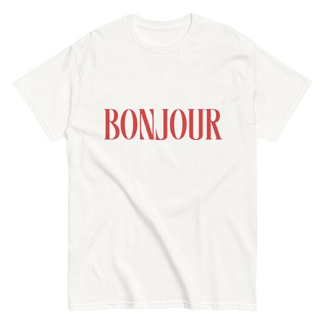 Bonjour Tee, French Shirt, Bonjour Shirt, Hello Shirt, Bonjour Tee, France Shirt, Paris Shirt, Minimalist Shirt, Bonjour Tshirt, French Gift Looking for a unique and humorous addition to your wardrobe? Look no further! Our quality shirts are made of 100 % cotton for ultimate comfort and durability. The unisex soft-style t-shirt features a ribbed collar to prevent curling damage and twill tape on the shoulders for added strength. Whether you're wearing it out on the town or lounging at home, this Bonjour Tshirt, Hello Shirt, Ironic Tshirts, Meme T Shirts, French Gifts, Minimalist Shirt, Paris Shirt, Minimalist Shirts, Meme Tshirts