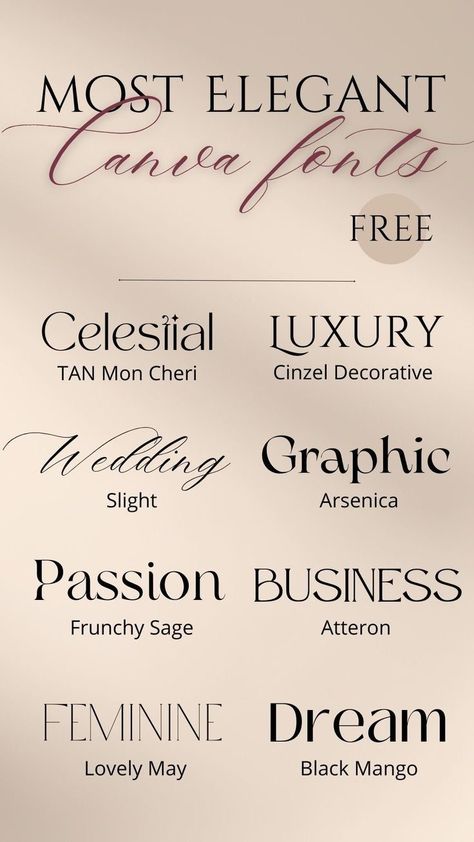 Formal Fonts In Canva, Canva Business Fonts, Formal Canva Fonts, Modern Fonts Canva, Aesthetic Canva Ideas, Canva Luxury Fonts, Luxury Canva Fonts, Canva Minimalist Font, Digital Design Aesthetic