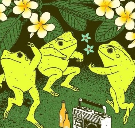 Frogs, With Friends, Flowers