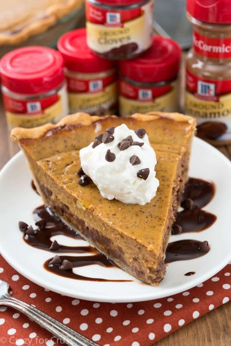 Mom’s Chocolate Chip Pumpkin Pie: Want a pumpkin pie recipe that's tried and true? This Chocolate Chip Pumpkin Pie is it - it's my mom's recipe! PIN IT NOW to save for later! This pie has been at every holiday and family gathering as long as I can remember. Well, sort of. I added the chocolate chips to my mom's recipe because, well, why not? Chocolate chips belong in everything, including pumpkin pie! Ever since I was a kid, my mom always brought pies to every holiday party. (And Russian ... Pumpkin Chocolate Chip Pie, Chocolate Chip Pumpkin Pie, Chocolate Pumpkin Pie Recipe, Pumpkin Chocolate Pie, Chocolate Pumpkin Pie, Chocolate Chip Pie, Traditional Pumpkin, Pumpkin Pie Recipe, Easy Pie