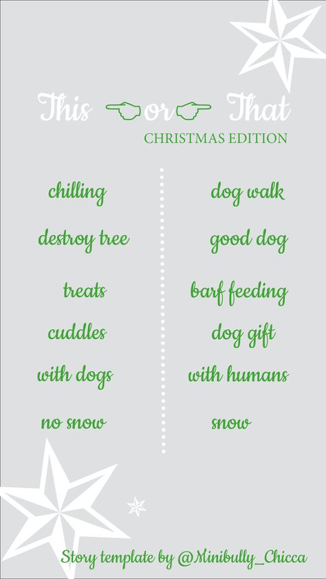 This Or That Dog Edition, Story Template Christmas, Facebook Stories, Dog Template, Dog Instagram, Best Treats For Dogs, Chinese Crested Dog, Template Christmas, Dog Things