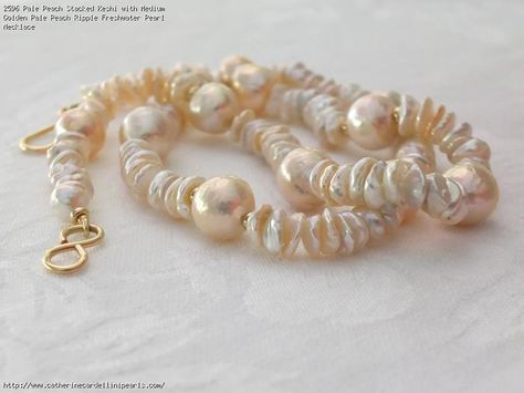 Pale Peach, Mermaid Jewelry, Beads Jewellery, Jewelry Pearl, Freshwater Pearl Necklace, Keshi Pearls, Freshwater Pearl Necklaces, Diy Accessories, Dark Spots