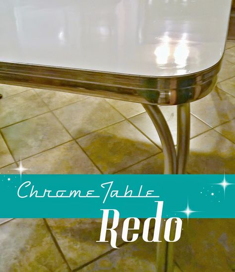 Retro Chrome Table Redo Formica Table Makeover, Formica Tables, Chrome Kitchen Table, Retro Table And Chairs, Table Formica, Retro Kitchen Tables, Vintage Kitchen Table, Retro Dining Table, Table Redo