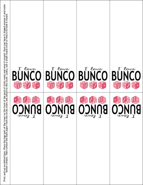 Sticky Note Covers - Get them FREE at www.BuncoPrintables.com! Bunco Printables, Bunco Party Themes, Bunco Gifts, Pins Diy, Bunco Party, Hosting Ideas, Sticky Note, Bettering Myself, Sticky Notes