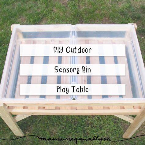 DIY Outdoor Sensory bin Table walkthrough!   #DIY #sensorybin #playtable Sensory Bin Diy Table, Sensory Bin Table Diy, Sensory Table Outdoor, How To Build A Sensory Table, Build Sensory Table, Diy Sensory Bin Table, Diy Outdoor Sensory Table, Outdoor Sensory Bins, Diy Water Table For Kids