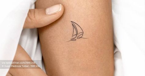 Small Sailing Boat Tattoo, Line Sailboat Tattoo, Catamaran Tattoo, Sailboat Tattoo Simple, Tiny Sailboat, Storm Tattoo, Sailboat Tattoo, Boat Tattoo, Small Couple Tattoos