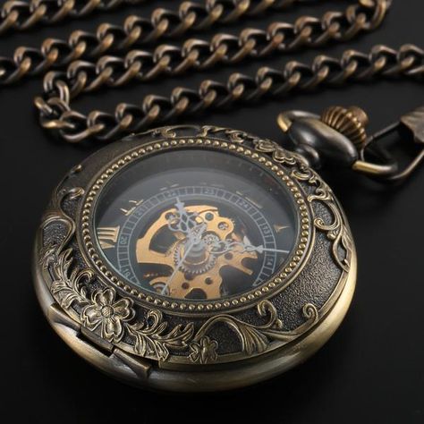 Wedding Usher, Steampunk Pocket Watch, Tattoo Concepts, Steampunk Watch, Mechanical Pocket Watch, Skeleton Watches, Pearl Accessories, Fob Watch, Vintage Pocket Watch