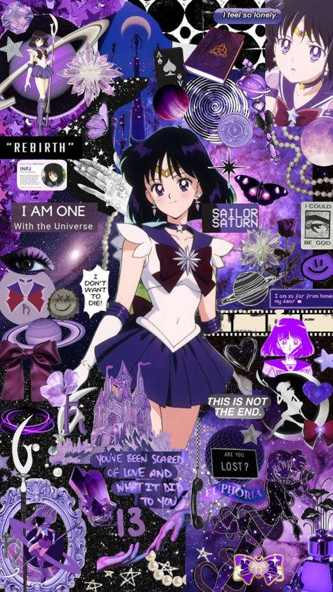 Sailor Saturn 🌓 #sailorsaturn #sailormoon #sailormoonaesthetic #anime #manga #tv #vibes #music #books #wallpaper #art #quotes #movies Sailor Saturn Crystal, Quirky Wallpaper, Saylor Moon, Books Wallpaper, Arte Sailor Moon, Sailor Moon Wallpaper, Sailor Moon Character, Sailor Saturn, Music Books