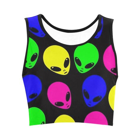 Alien Head Fitted Crop Top – BigTexFunkadelic Art Mom Aesthetic, Alien Women, Neon Alien, Alien Crop Top, Neon Crop Top, Studying Tips, Neon Top, Fitted Crop Top, Alien Head