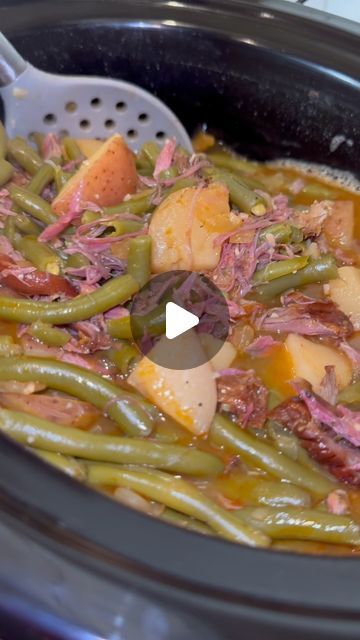 Raven Hall on Instagram: "Slow Cooker Green beans & potatoes w/Smoked turkey #cooking #cookingathome #cookingtime #cookingwithlove #delicious #dinner #eat #eating #food #foodblogger #foodie #foodies #foodlover #foodporn #foods #foodstagram #healthyfood #homecooking #homemade #instafood #instagood #crockpotmeals #greenbeans" Soul Food Green Beans, Green Bean Side Dish Recipes, Turkey And Green Beans, Crockpot Green Beans, Slow Cooker Green Beans, Smoked Turkey Legs, Beans In Crockpot, Green Beans Side Dish, Crock Pot Potatoes