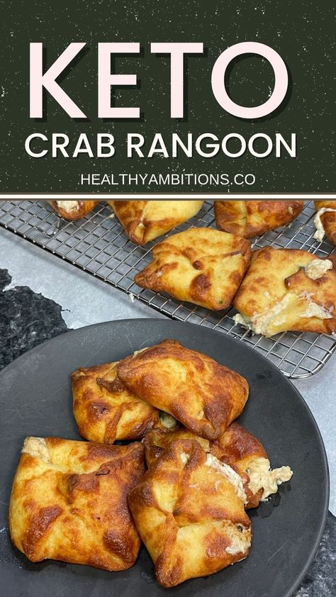 Keto Crab Rangoon, Crab Recipes Easy, Air Fryer Keto, Crab Rangoon Recipe, Fat Head Dough, Crab Rolls, Crab Meat Recipes, Crab Rangoon, Crab Recipes