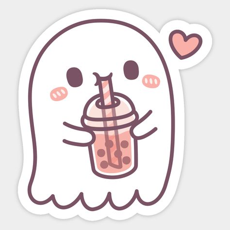 Boba Pearls, Tea Illustration, Image Halloween, White Ghost, Cute Laptop Stickers, Halloween Drawings, Dibujos Cute, Boba Tea, Tea Art