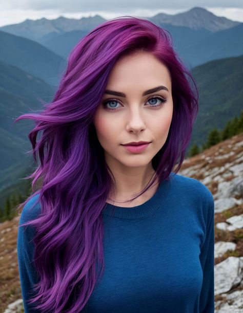 Pastel Violet Hair, Cool Purple Hair, Neon Purple Hair, Red Purple Hair, Bright Purple Hair, Summer Vine, Multicolor Hair, Lavender Hair Colors, Red Hair Inspiration