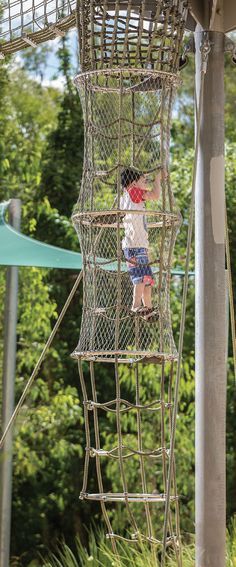 Calamvale District Adventure Park – Fall protection safety mesh by Ronstan Tensile Architecture Tensile Architecture, Playgrounds Architecture, Children Playground, Urban Sport, Urban Playground, Building A Treehouse, Children Park, Fall Protection, Park Playground