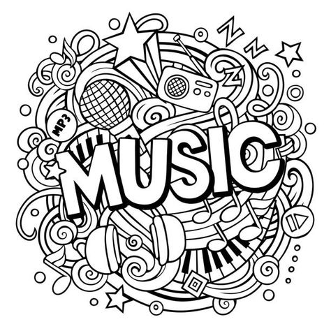 Doodles Music, Music Doodle, Doddle Art, Arte Doodle, Posca Marker, Music Words, Doodle Art Drawing, Music Coloring, Doodle Coloring