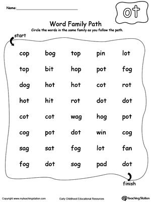 AP Word Family Path | MyTeachingStation.com Op Word Family, Kindergarten Word Families, 3 Letter Words, Beginning Sounds Worksheets, Kindergarten Phonics Worksheets, Word Family Worksheets, Family Worksheet, Three Letter Words, Sound Words