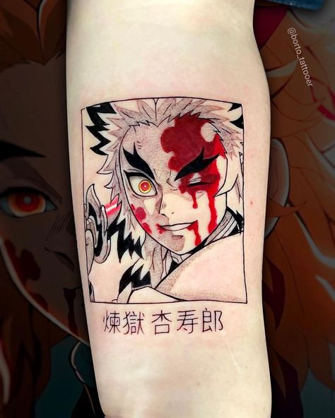 Rengoku Tattoo Ideas, Leaf Tattoo Ideas, Rengoku Pfp, Demon Slayer Tattoo, Mangas Tattoo, Slayer Tattoo, Leaf Tattoo, Manga Tattoo, Japan Tattoo Design