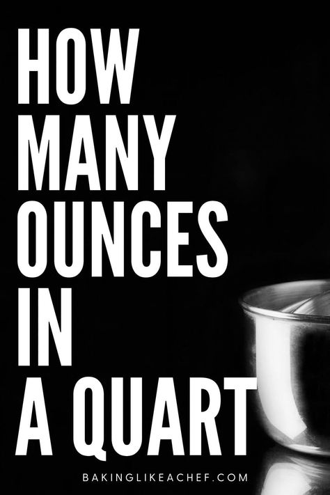 How many ounces are in a quart? The quick answer is 32 fluid ounces of liquid. Read the article to discover what ounce and quart are and enjoy fluid to quart conversions useful in everyday life. | www.bakinglikeachef.com Teaching Cups Pints Quarts Gallons, Ounces To Cups Conversion, Tbsp To Cups Conversion, How Many Tablespoons Equal 1/4 Cup, Unit Conversion Chart, Metric To Imperial Conversion Chart, British Spelling, Baking Conversion Chart, Conversion Factors