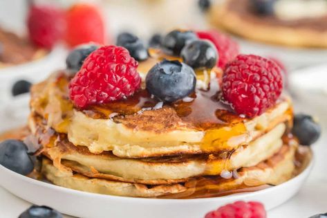 Buttermilk Pancakes For Two Buttermilk Pancakes For Two, Applesauce Pancakes, Pancakes For Two, Make Your Own Buttermilk, Buttermilk Pancakes Fluffy, Pancake Recipe Buttermilk, How To Make Buttermilk, Homemade Strawberry Jam, Perfect Pancakes