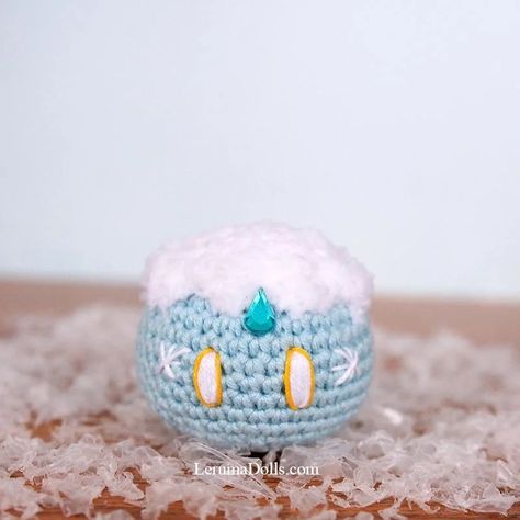 Cryo Slime, Genshin Crochet, Amigurumi Inspiration, Slime Rancher, Art Rules, Fun Crochet Projects, First Art, Cute Crafts, Crochet Designs