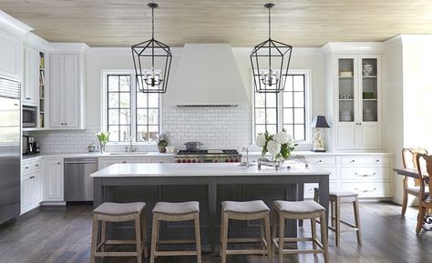 Kitchen With Windows Beside Range, Range With Windows On Either Side, Kitchen Sink And Range On Same Wall, Range Hood With Windows On Each Side, Kitchen With Two Windows On One Wall, Windows Beside Range Hood, Windows On Either Side Of Range, Sink And Range On Same Wall, White Subway Tile Kitchen