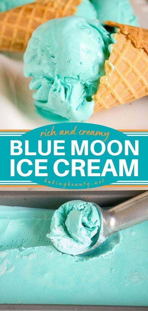 Blue Moon Ice Cream, summer dessert recipes, frozen treats Blue Moon Ice Cream, Homemade Ice Cream Recipes Machine, Ice Cream Recipes Machine, Easy Ice Cream Recipe, Ice Cream Maker Recipes, Cereal Milk, Easy Ice Cream, Lost 100 Pounds, Homemade Ice Cream Recipes