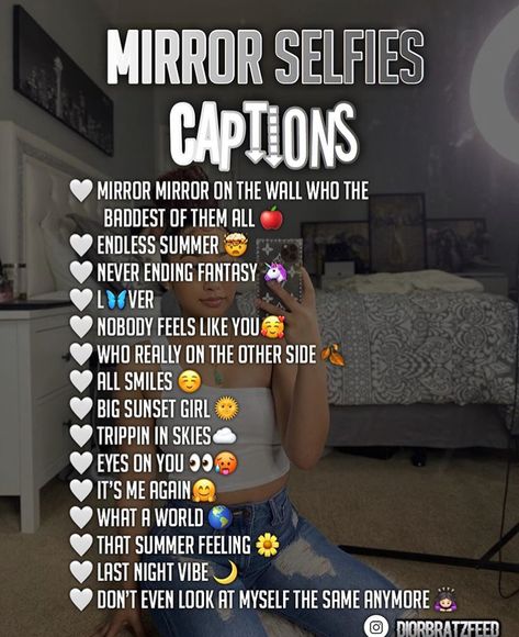 Mirror Self Caption, 2023 Baddie Captions, Summer Walker Captions For Instagram, Mirror Pose Caption, Captions For Mirror Pictures, Instagram Captions For Mirror Selfie, Mirror Photo Captions Instagram, Mirror Captions Instagram, Mirror Selfie Captions