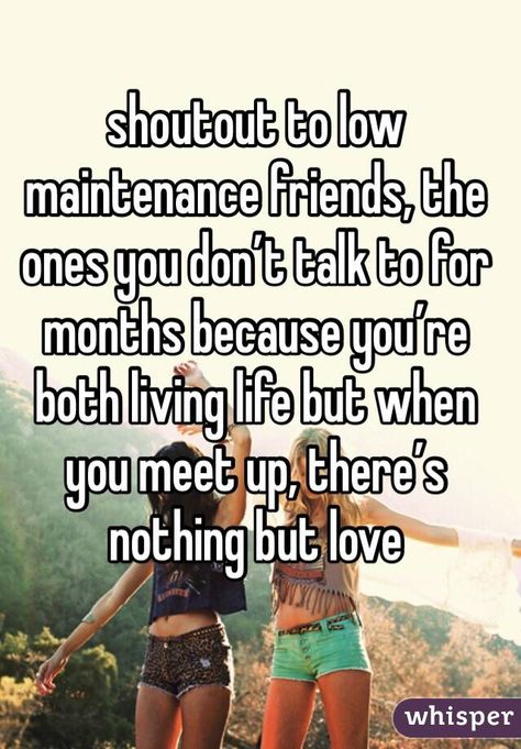 shoutout to low maintenance friends, the ones you don’t talk to for months because you’re both living life but when you meet up, there’s nothing but love Low Maintenance Friends, Old Friend Quotes, High School Friends, Nothing But Love, Quote Unquote, School Friends, Friend Goals, Best Friend Goals, Motivational Quotes For Life