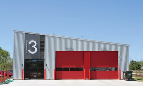 Elburn and Countryside Fire Protection Dist. | Star Building Systems Factory Architecture Industrial Facade, Industrial Warehouse Design, Factory Facade Design, Factory Building Design, Warehouse Office Design, Industrial Building Design, Warehouse Facade, Building Branding, Factory Facade