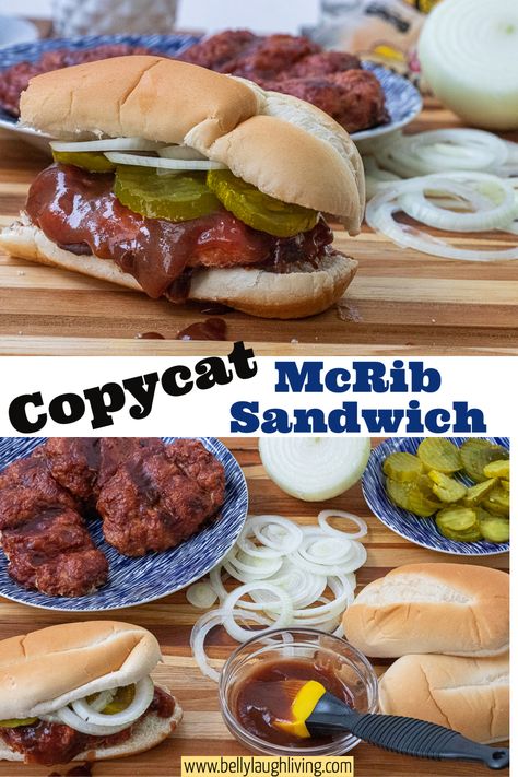 Chuck Wagon Sandwich, Firehouse Subs Copycat Recipes, Rib Sandwich Recipe, Ribs Sandwich, Mcrib Sandwich, Bbq Burger Recipes, Mccormick Recipes, Mcdonalds Recipes, Copycat Food