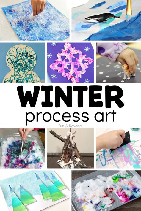 20 Wonderful Winter Process Art Ideas | Fun-A-Day! Winter Provocations, Winter Process Art, Process Art Ideas, Process Art For Kids, Process Art Preschool, Winter Theme Preschool, Winter Crafts Preschool, January Art, Tissue Paper Art