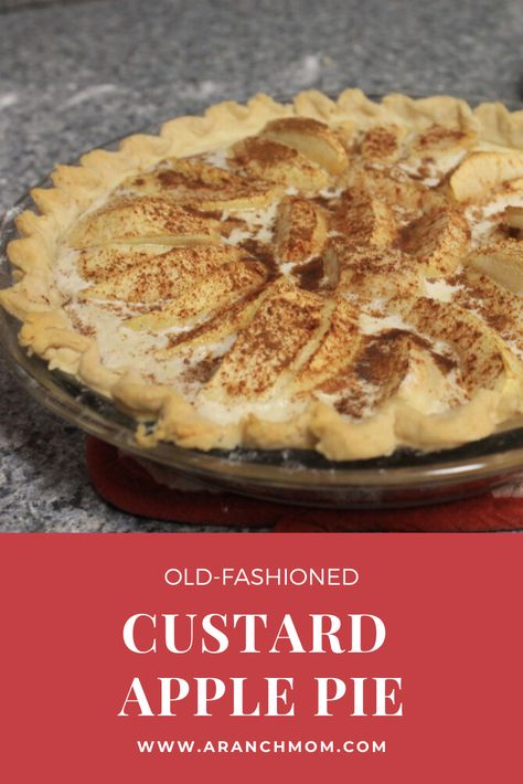 Open Faced Apple Pie, Open Faced Apple Pie Recipe, Open Face Apple Pie Recipe, Open Face Apple Pie, Custard Apple Pie, Old Fashioned Custard, Apple Custard Pie, Grandma Recipes, Custard Pie Recipe