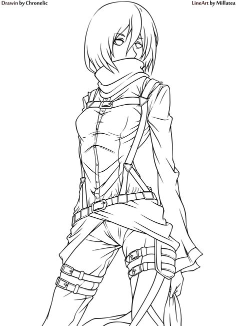 Mikasa Ackerman by MiLLaTea on DeviantArt Aesthetic Drawings Sketches, Dream Catcher Coloring Pages, Aesthetic Drawings, Anime Lineart, Titans Anime, Mikasa Ackerman, Unicorn Coloring Pages, Attack On Titan Art, Cute Coloring Pages