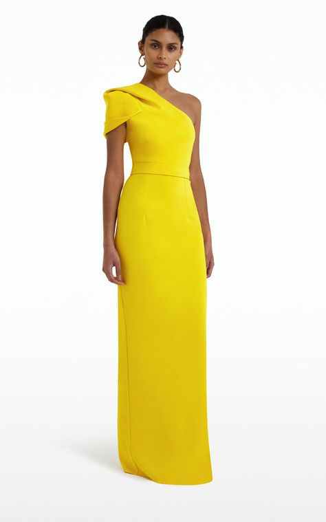 Guest-Of Curated Edit | Moda Operandi Casual Formal Dinner Outfit, Luxury Yellow Midi Dress For Formal Events, Fustana Elegant, Elegant Necklines, Formal Wedding Attire Women, Yellow Dress Wedding Guest, Stylish Wedding Guest Outfit, Elegant Gala Dresses, Luxury Yellow Maxi Evening Dress