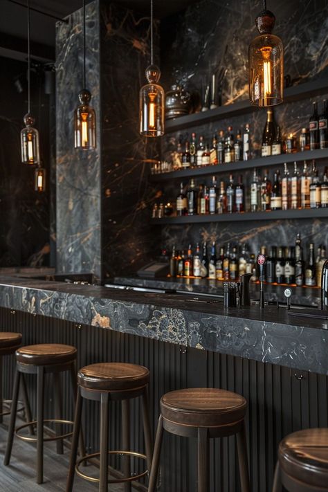 29 Dark Aesthetic Decor Ideas for a Boldly Mysterious Home Atmosphere 19 Bar Counter Aesthetic, Small Bar Design Restaurant, Dark Home Bar, Distillery Bar, Home Bar Designs Luxury, Cocktail Bar Interior, Luxury Bar Design, Back Bar Design, Mezcal Bar