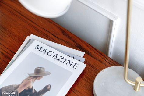 Magazine on a wooden table | premium image by rawpixel.com / Teddy Rawpixel Magazine On Table Aesthetic, Magazine Background Design, Magazine On Table, Gold Apartment, Magazine Background, Elegant Serif Fonts, Web Design Resources, Nice Pic, Image Ideas