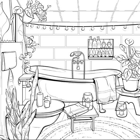 Bathtub Coloring Pages, Bathroom Coloring Pages, Coloring Pages Nature, Doodle Paint, Coloring Pages Inspirational, Barbie Coloring, Barbie Coloring Pages, Adult Coloring Designs, Detailed Coloring Pages