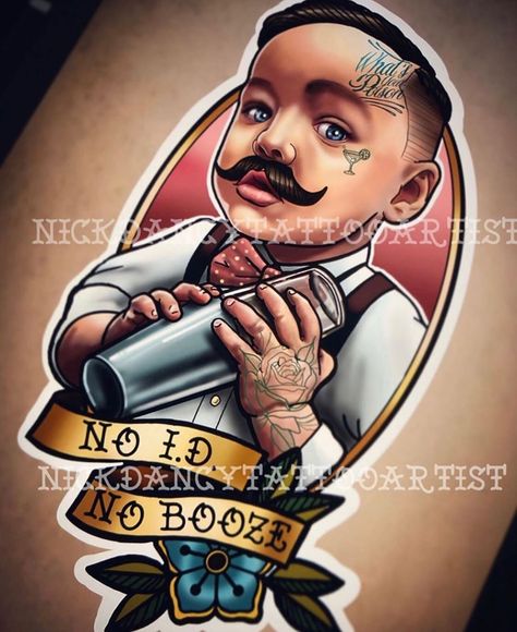 Traditional Tattoo Baby, Bartender Tattoo, Neo Traditional Tattoos, Traditional Tattoos, Baby Tattoos, Neo Traditional, Traditional Tattoo, Special Offer, Gentleman