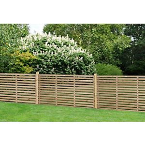 The 3ft Slatted Panel from Forest is a stylish slatted contemporary screen. It will give a modern feel to boundary fencing and will transform any garden. The screen features slats mounted on the front with gaps between to allow light and breeze to pass through. With this arrangement the panel offers some but not full privacy. This makes the panel equally suitable for low level boundary fencing or for use as a screen or partition. The timber is pressure treated to protect against rot. The panel c Slatted Fence, Slatted Fence Panels, Decorative Fence Panels, Low Fence, Garden Fence Panels, Garden Screening, Fence Panel, Forest Garden, Garden Buildings