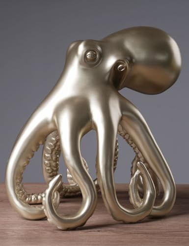 NENBOLEC Modern Sculpture Decor Abstract Octopus Figurine Statue Gifts Table Centerpiece Home Decoration Polyresin Arts Crafts Gold 8.7inch Octopus Sculpture, Octopus Clay Sculpture, Octopus Bookends, Ceramic Tentacle, Octopus Tentacle Candle Holder, Octopus Tentacles Sculpture, Octopus Crafts, Octopus Decor, Plaster Sculpture